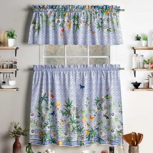 Miniatura 17 de Maison d' Hermine Juego de cortinas de cocina para ventanas, juego de cortinas de cocina 100% algodón, cenefas para el hogar [2 niveles