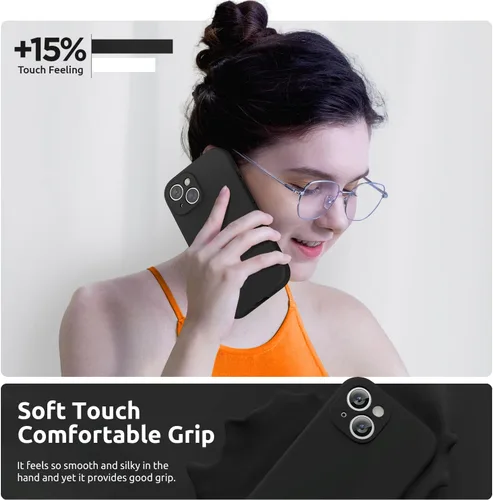 Miniatura 6 de SURPHY Funda diseñada para iPhone 15 Plus con protector de pantalla y cordón, correa de teléfono y funda de silicona líquida para teléfono