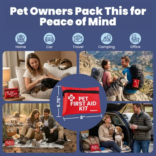 Miniatura 6 de Kit de primeros auxilios para perros para senderismo y viajes - Suministros de emergencia aprobados por veterinarios - Guía de primeros auxilios