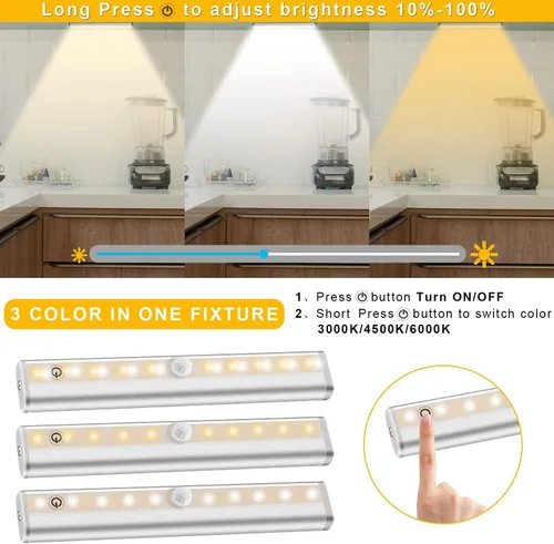 Miniatura 2 de Diomart Iluminación para debajo del gabinete, luces inalámbricas recargables para debajo del mostrador con control remoto, 20 luces LED regulables