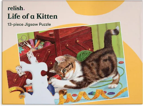 Relish Rompecabezas de piezas grandes para personas mayores, rompecabezas de 13 piezas de la vida de un gatito, productos de demencia para ancianos