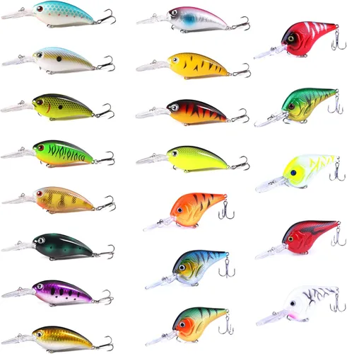 Miniatura 10 de Kit mixto de señuelos de pesca incluye señuelo minnow, popper, crankbait y anzuelo de pesca para pesca en agua salada y agua dulce de trucha, lubina