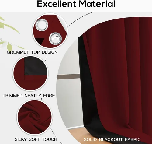 Miniatura 123 de Yakamok Cortinas negras, cortinas de ventana con aislamiento térmico y eficiencia energética para dormitorio, cortinas opacas completas y cortinas