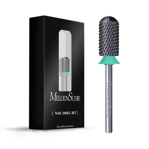 MelodySusie Broca de cerámica para uñas, 3/32'', punta redonda lisa, brocas de barril grande, adecuada para manicura, pedicura, cutícula, pulido de