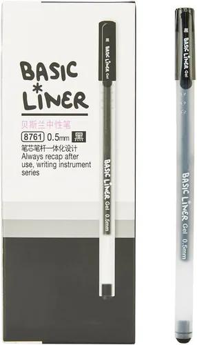 czxwyst 8761 Basic Liner - Bolígrafos de tinta de gel de 0.020 in, punta fina (color negro, paquete de 12 unidades)
