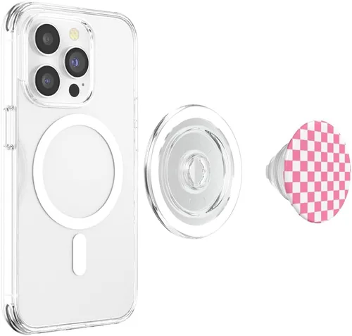 Miniatura 4 de Lindo tablero de ajedrez rosa clásico a cuadros PopSockets MagSafe PopGrip para iPhone