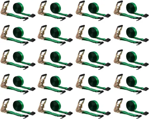 Miniatura 11 de Mytee Products Correas de amarre de trinquete con ganchos planos, 2 pulgadas x 20 pies amarillos 10,000 libras de resistencia a la rotura