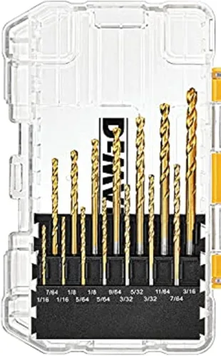 Miniatura 3 de DEWALT - Kit de taladro inalámbrico máximo de 20 V, compacto, 1/2 pulgada con juego de brocas de titanio, punto piloto, 21 piezas (DCD771C2 y DW1361)