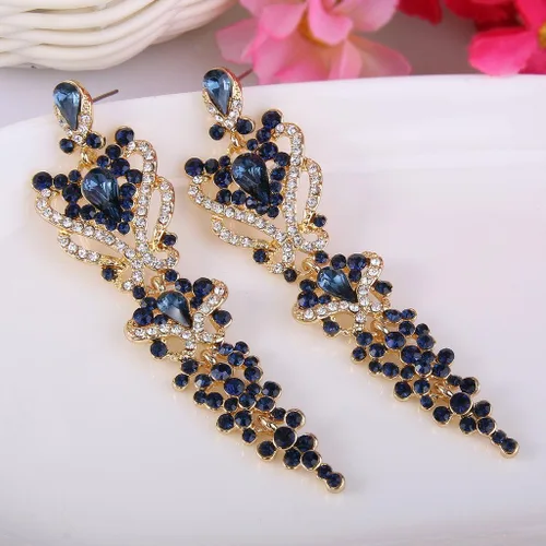 Miniatura 3 de EVER FAITH Aretes colgantes con nudo floral inspirado en Gastby de cristal austriaco para mujer color dorado Cristal