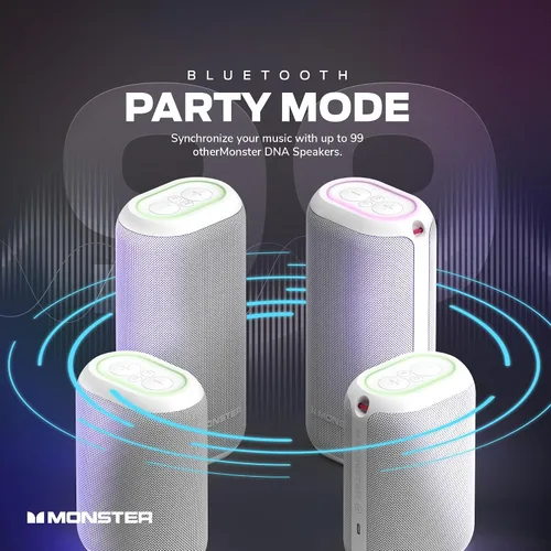 Miniatura 4 de Monster DNA Max - Altavoz Bluetooth portátil, altavoz portátil con sonido de 360 graves y almohadilla de carga inalámbrica certificada Qi de 10 W