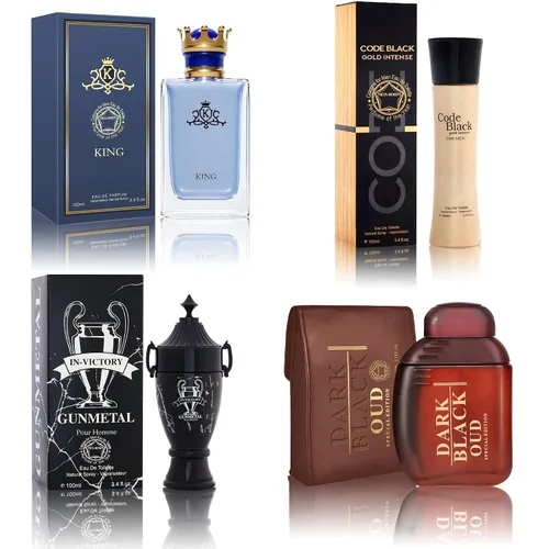 Miniatura 24 de Set de colonia para hombre, EDP, pack de 4 (3.4 oz / 100 mL), Amazing Code Gold, Verse Adonis Blue, AzuraAD, Invincible, Office Clean & Confident