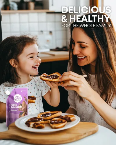 Miniatura 2 de Chocolate vegano para untar sin azúcar, postre triple de chocolate bajo en carbohidratos, aperitivo saludable sin azúcar añadido, sin gluten, sin