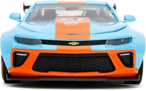 Miniatura 2 de Jada Toys Big Time Muscle 1:24 2016 Chevy Camaro SS Widebody Gulf - Coche fundido a presión, juguetes para niños y adultos (azul/naranja)