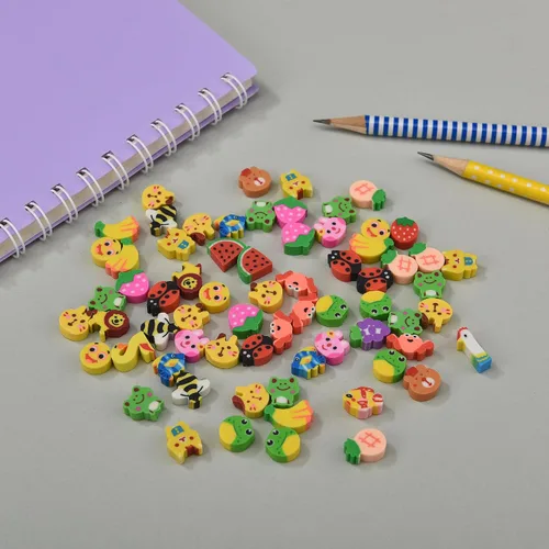 Miniatura 3 de 300 unidades de mini borradores de lápiz para niños, animales y frutas, a granel para regalo de regreso a clases (animales y frutas, pequeño)