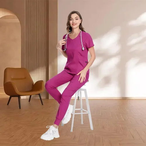 Miniatura 8 de niaahinn Conjunto de uniformes médicos para mujer, uniformes de enfermería, cuello en V clásico y pantalones quirúrgicos para correr