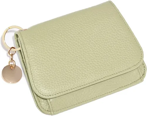 Miniatura 9 de SENDEFN Carteras pequeñas para tarjetas de crédito para mujer, llavero de cuero con bloqueo RFID, bolsillo con cremallera de tres pliegues, monedero
