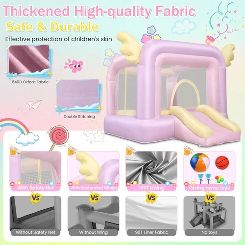 Miniatura 3 de AKEYDIY Casa inflable de rebote para niños, 106'' x 85'' x 80'' Casa de salto Macaron con tobogán, globos, set de atrapar pelotas, saco de boxeo
