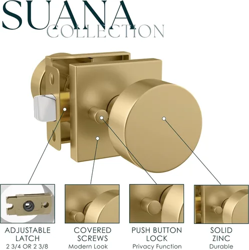 Miniatura 7 de Mega Handles SUANA - Pomo de puerta de privacidad para pasillo, armario y baño, perillas de puerta reversibles de diseño resistente, se adapta a