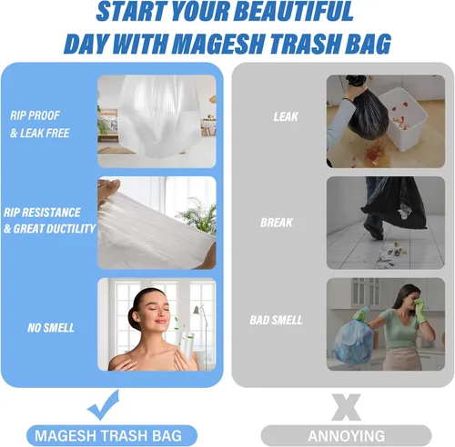 Miniatura 4 de Bolsas de Basura Pequeñas, Magesh Bolsas de Basura de 2.6 Galones/Bolsas de Basura, Forros Resistentes para Cestas de Basura para Baño Dormitorio