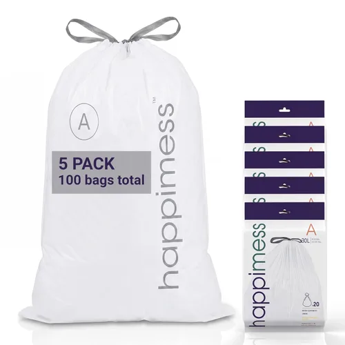 Miniatura 13 de happimess 8 Gallon (30L) Drawstring Trash Bags, Unscented, Clear, Heavy Duty LDPE Liners for Kitchen and Household, Custom Fit, 20 Count