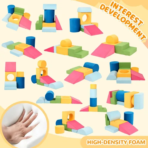 Miniatura 8 de Edbuosy Juguetes de Escalada para Niños Pequeños en Interiores, 7 Piezas de Coloridos Bloques de Espuma para Trepar, Juego de Escalada Suave Modular