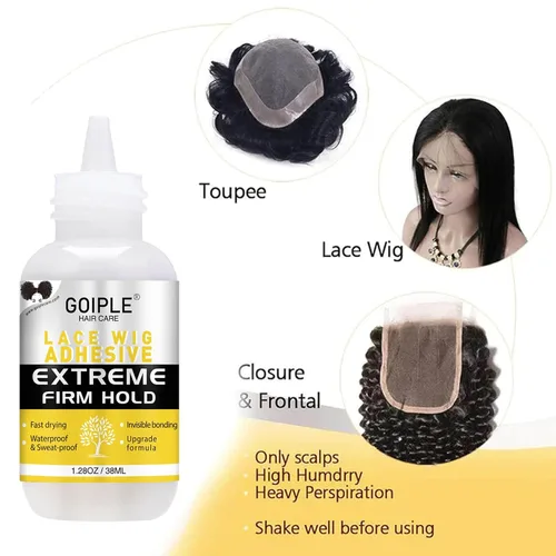 Miniatura 5 de Pegamento de peluca de 1.34 onzas, pegamento de peluca impermeable con encaje frontal para pelucas con herramientas y varilla de cera para cabello