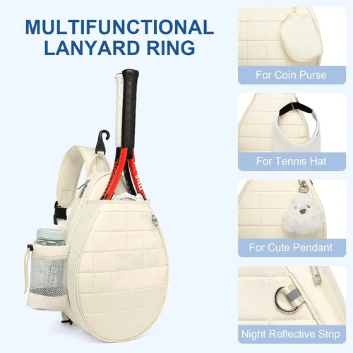 Miniatura 5 de KAVIGOR Bolsa de tenis, mochila de tenis con capacidad para 2 raquetas, bolsa cruzada acolchada, bolsas impermeables para pickleball con bolsillo