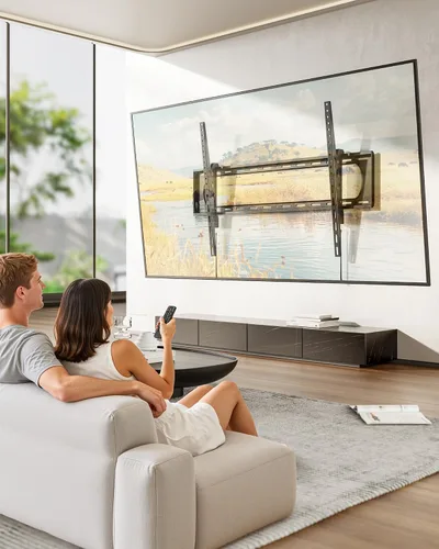 Miniatura 10 de monTEK Soporte de pared para TV con inclinación de alta resistencia para televisores grandes de 60–120” hasta 136 kg, probado 4 veces por seguridad