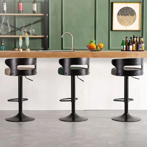 Miniatura 6 de Taburetes de bar altos de piel sintética mate para sala de estar, silla de bar, respaldo de muebles de cocina, taburete alto, taburete nórdico