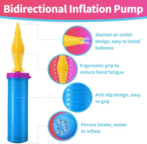 Miniatura 4 de Hand Balloon Pump, Dual Action Two-Way Inflator, Manual Air Blower for Balloons