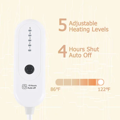 Miniatura 5 de Manta Eléctrica Tipo Throw, Manta de Calentamiento Rápido con Protección contra Sobrecalentamiento, Manta Térmica de Sherpa con 5 Niveles de Aqua