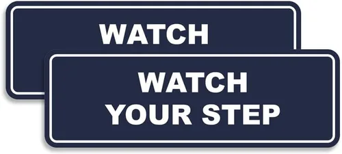 Miniatura 43 de Signs ByLITA Letrero estándar para pared o puerta con texto en inglés «Watch Your Step», señalización de salud y seguridad (negro), mediano