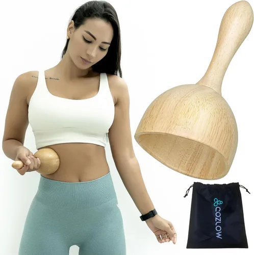 COZLOW Taza de masaje de terapia de madera, masajeador de maderoterapia para esculpir el cuerpo, liberación de fascia y drenaje linfático,
