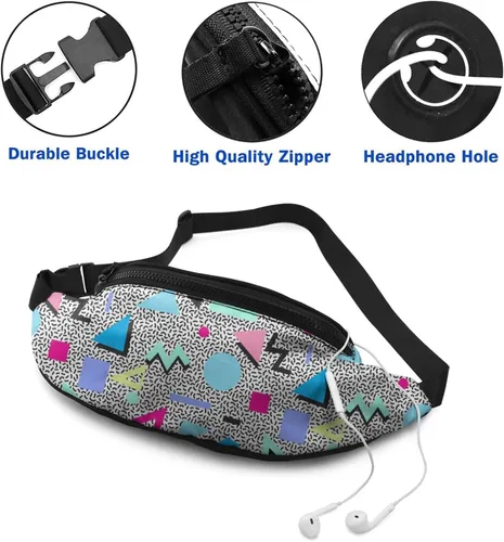 Miniatura 3 de Riñonera de moda con agujero para auriculares para hombres y mujeres, bolsa de cintura ajustable casual para viajes, fiestas, festivales