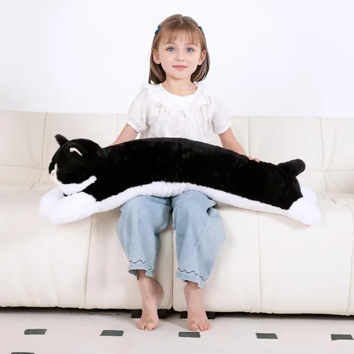Miniatura 7 de Juguete de peluche grande de 32 pulgadas, almohada grande de peluche de gato largo y grande, regalo de peluche de gatito blanco y negro para niños