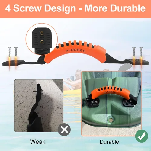 Miniatura 4 de HLOGREE Paquete de 2/4 asas para kayak, mango de transporte de kayak con remaches, asas de repuesto para kayak, asas de kayak para Naranja - 4 asas
