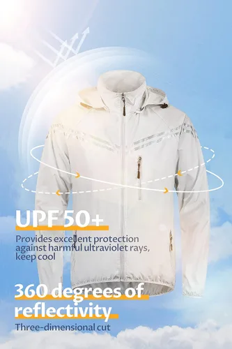 Miniatura 4 de CREATMO US Abrigos de lluvia impermeables para hombre, chaqueta de ciclismo reflectante con capucha extraíble