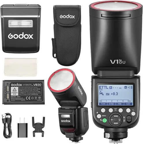 Miniatura 10 de Godox V1Pro-C versión USA Flash para Canon, V1Pro-CU Flash de cámara Speedlite con subflash desmontable, batería de carga USB-C, luz de modelado