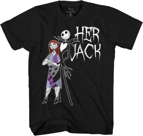 Miniatura 2 de Disney Camiseta para adultos de Nightmare Before Christmas Her Jack His Sally Couples