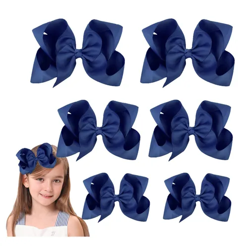 Lazo de pelo azul marino para niñas y niños pequeños – 6 piezas de pinzas de cocodrilo de grogrén (6 x 2, 4 x 2, 3 x 2)