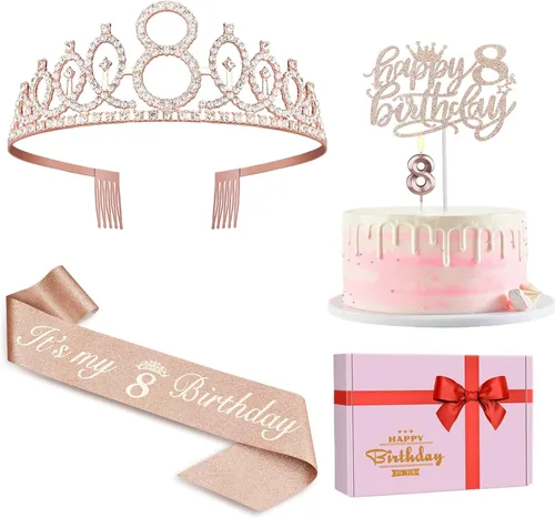 Miniatura 8 de Decoraciones de cumpleaños número 13 para niñas, incluyendo corona/tiara de cumpleaños 13, banda oficial para adolescentes y decoración de pastel
