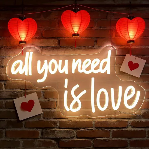 Letrero de neón con texto en inglés «All You Need Is Love» de neón para boda, alimentado por USB, tres luces ajustables «All You Need Is Love» para
