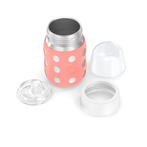 Miniatura 4 de Lifefactory Biberón de cuello ancho aislado al vacío de acero inoxidable de 8 onzas con pezón para sorber, melón, LS2251WCA4 Cantaloupe