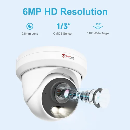 Miniatura 4 de Anpviz Cámara IP PoE de 6 MP, cámara IP de seguridad de torreta de metal completo 3K para exteriores e interiores, visión nocturna inteligente