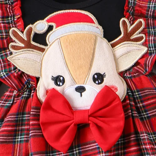 Miniatura 4 de Vestido de Navidad para niña pequeña, vestido de Acción de Gracias, vestido de retazos con volantes, vestido de manga larga para bebé
