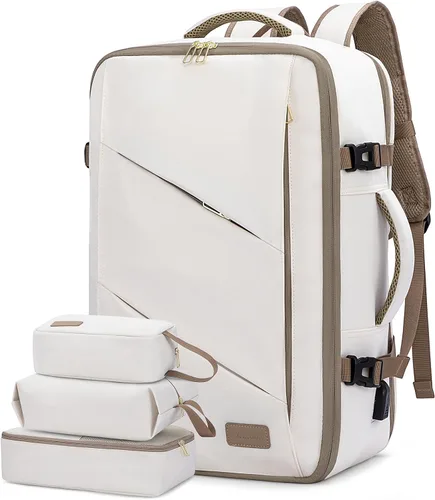 Lovevook Mochila de viaje para mujer, con compartimento para laptop de 17 pulgadas, mochila para llevar en el avión aprobada con 3 cubos de empaque,