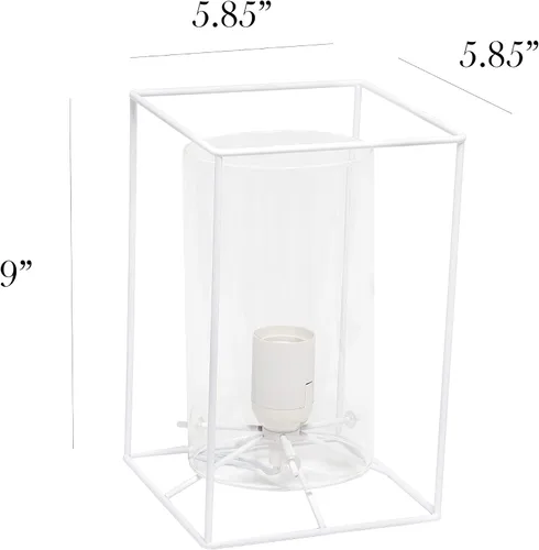 Miniatura 3 de Elegant Designs LT2069-WHT Lámpara de mesa pequeña de vidrio y metal, color blanco y transparente