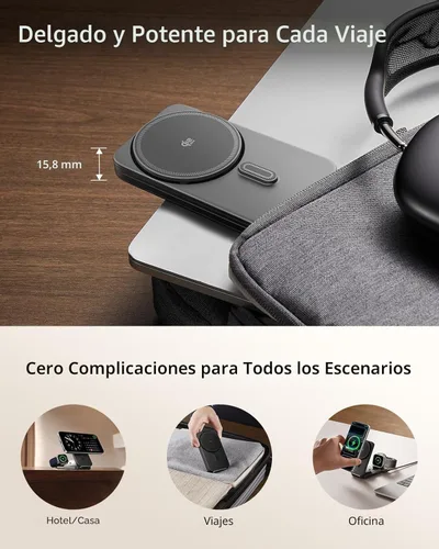 Miniatura 3 de Estación de carga 3 en 1 ESR para Apple, Cargador MagSafe Qi2.2 de 25W con CryoBoost, Estación de carga inalámbrica plegable con enfriamiento