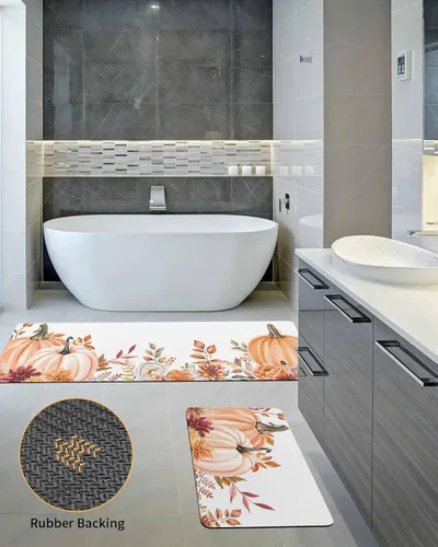 Miniatura 5 de Tapete de baño de calabaza rosa naranja para bañera, antideslizante, de secado rápido y absorbente, de tierra de diatomeas, fregadero de ducha