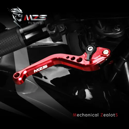 Miniatura 2 de MZS Palancas de embrague y de freno, cortas, ajustables, para motocicleta, rojo